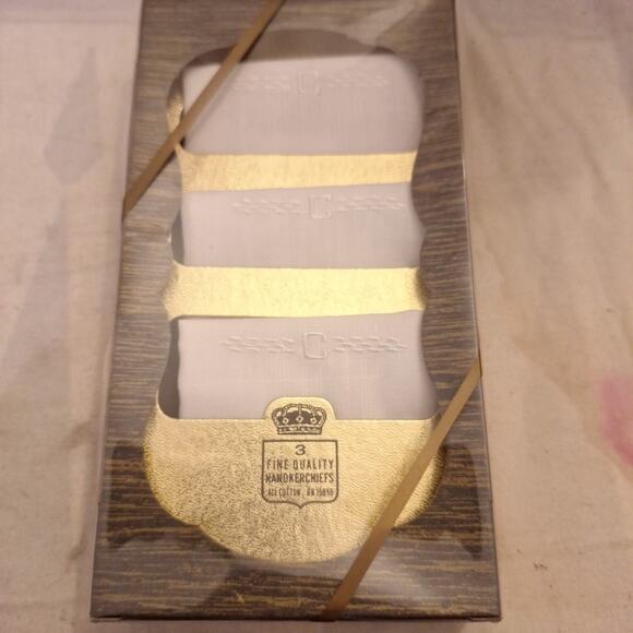 VINTAGE C monogram Fine Quality Handkerchiefs UNOPENED in BOX Set 3 Embroidered - Picture 1 of 3